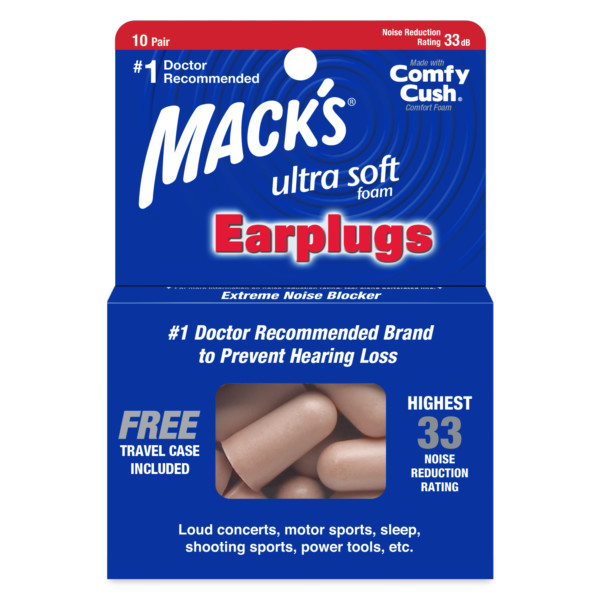 Mack's SafeSound Ultra Soft Foam EarPlugs Snoring Noise FREE CASE Ear Muff 927 