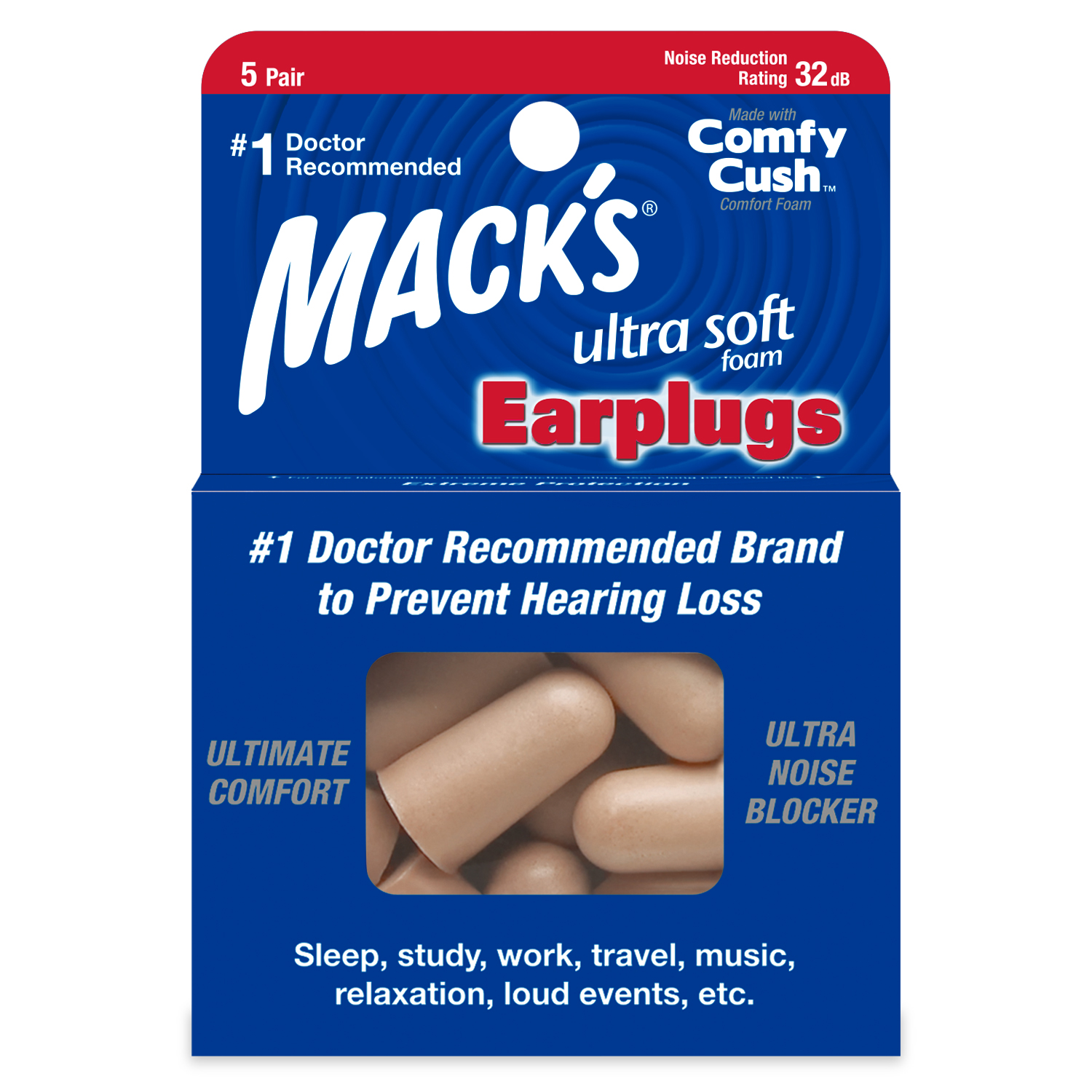Soft Foam Earplugs Noise Protection Snoring Sleeping Aid Study expands 1 Pair