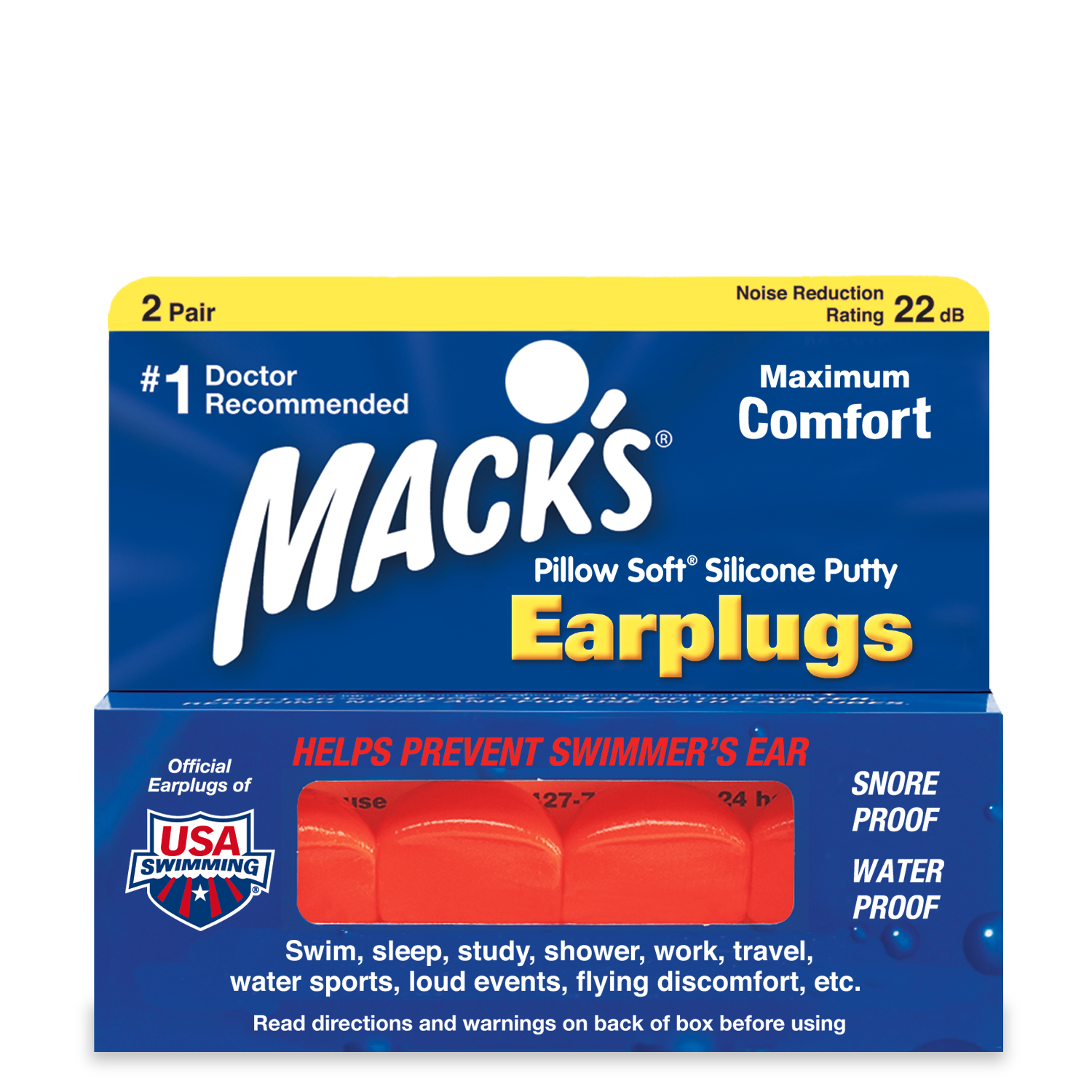 Soft Ear Plugs for Sleeping Noise Cancelling. Ear Plugs for Swimming,  Concerts, Travel, Work, Snoring & Concentration. Reusable Silicone Earplugs  with