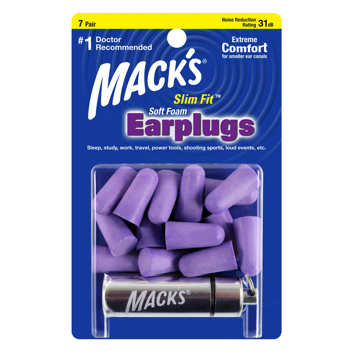 Macks earplugs slim fit ear plugs made for smaller ear canals and sensitive ears 31 db
