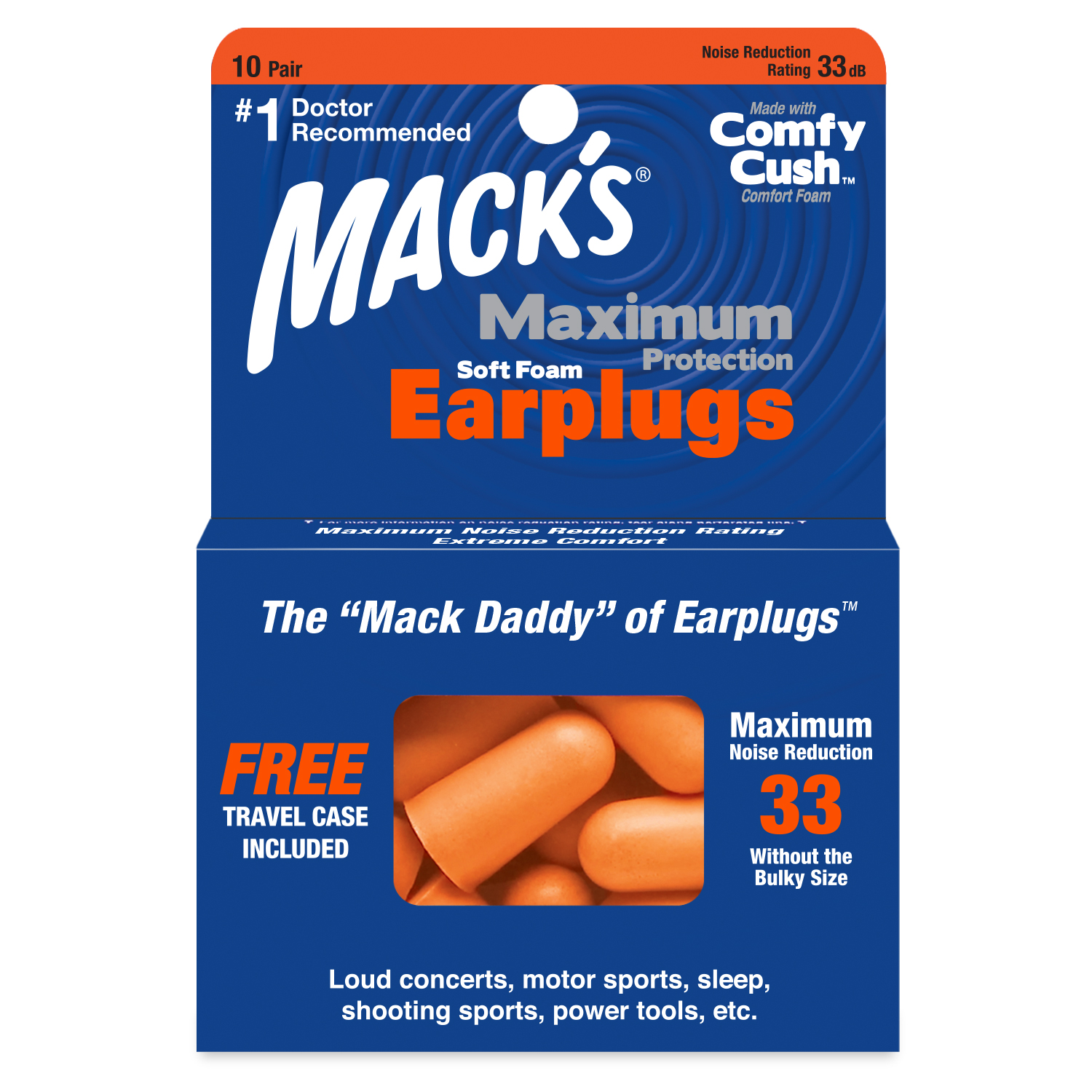 Maximum Protection Soft Foam Ear Plugs - Mack's Ear Plugs