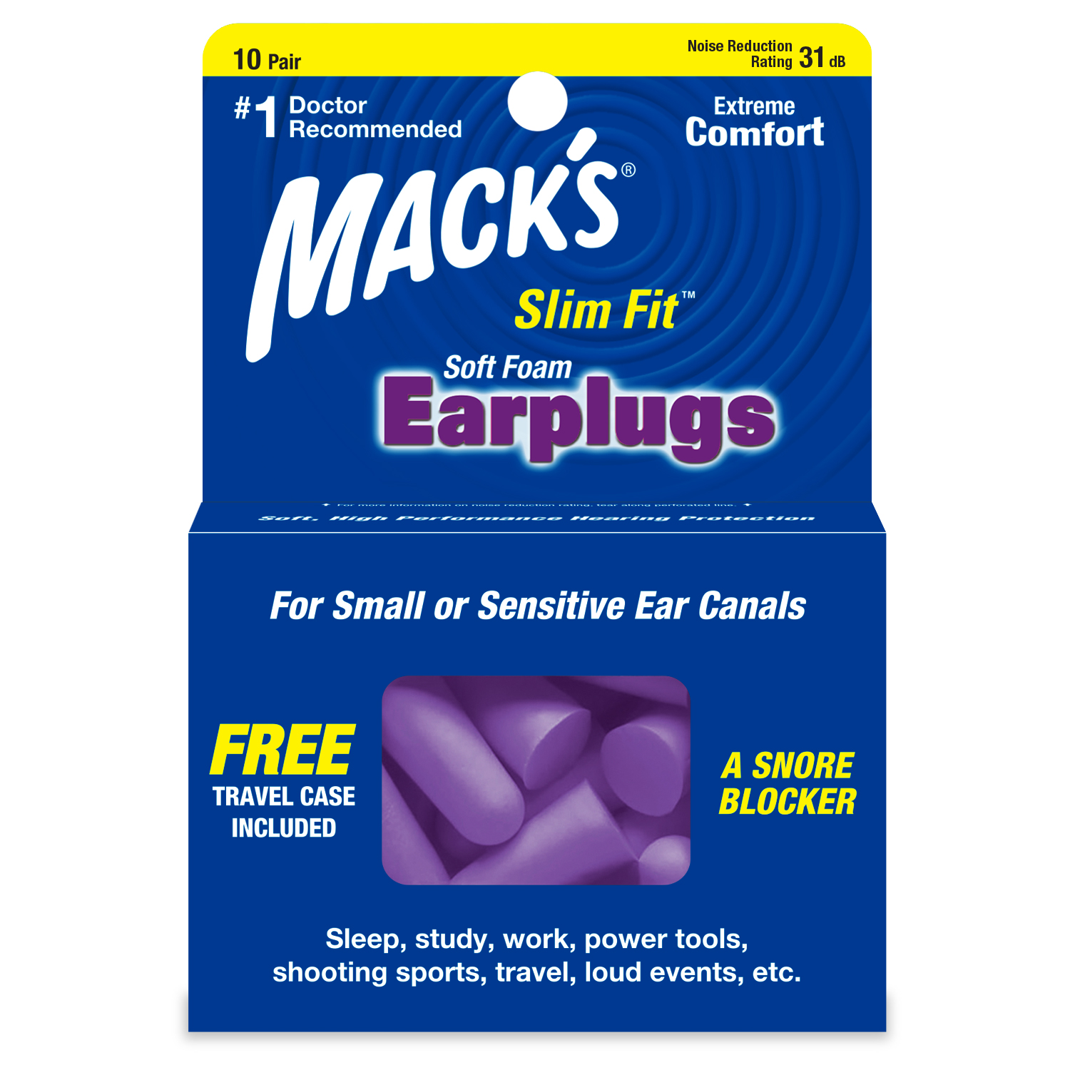 Macks earplugs slim fit soft foam narrow ear plugs for smaller ear canals