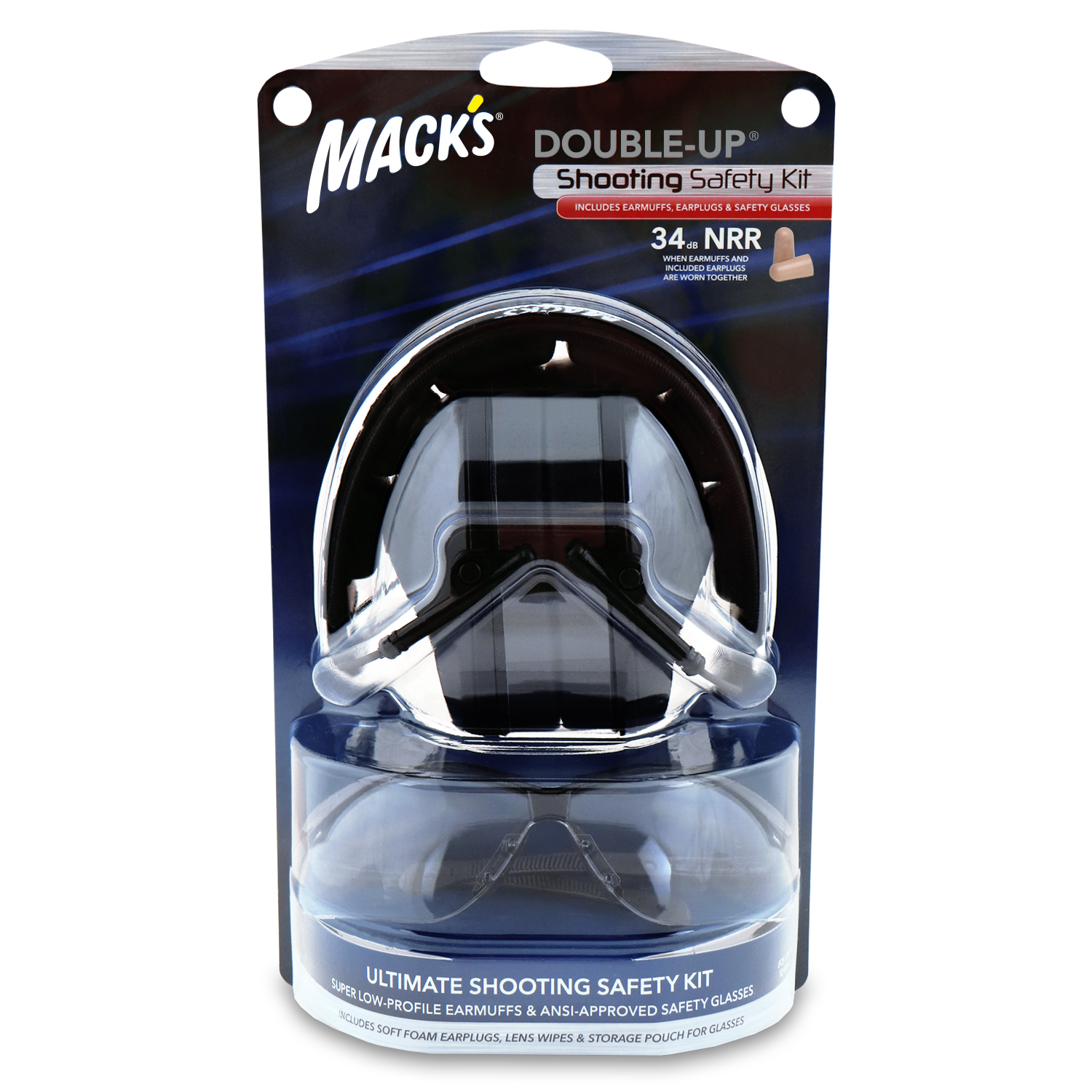 4416 - Macks Shooting Maximum Protection Double Up Ear muffs Safety Kit with ear plugs to protect your ears from loud noises