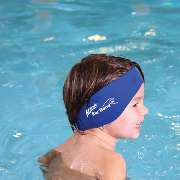 Swim Ear Band ~ Protects Ears with 1 Pair of Mack Silicone Ear Plugs Helps Keep Water Out & Hold Earplugs In By Sand Soles USA Made with Strong Sustainable Yamamoto Neoprene 