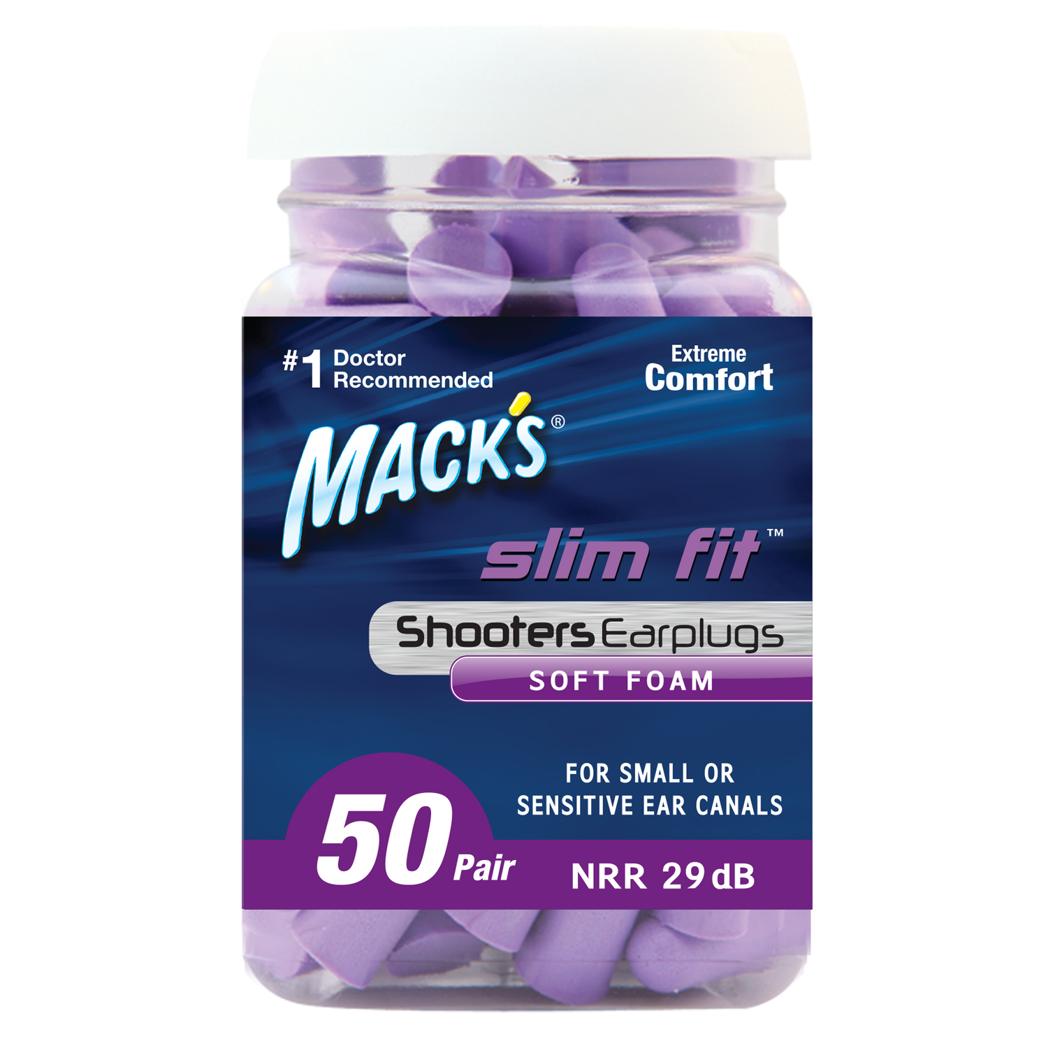 Macks Ear Plugs Shooters Slim Fit Soft Foam 50 Pair Earplugs