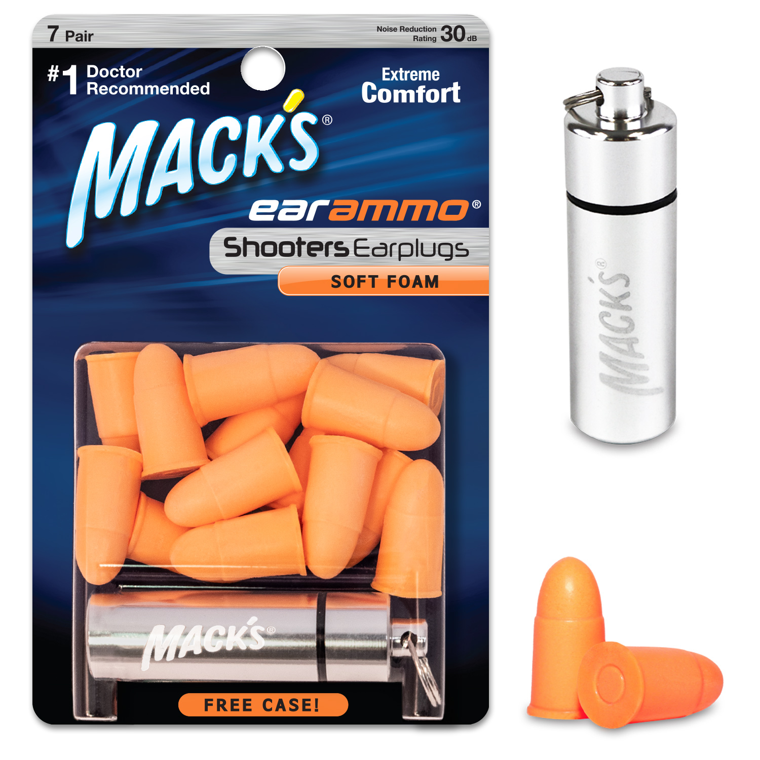 Mack's Shooting Ear plugs 7 pair with carrying case
