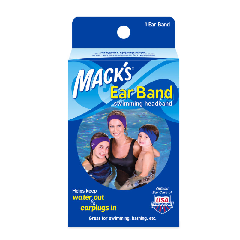 Mack’s Swimming Headband – Best Swimmer’s Headband – Doctor Recommended to Keep Water Out and Hold Ear Plugs in - Official Swimming Ear Band of USA Swimming