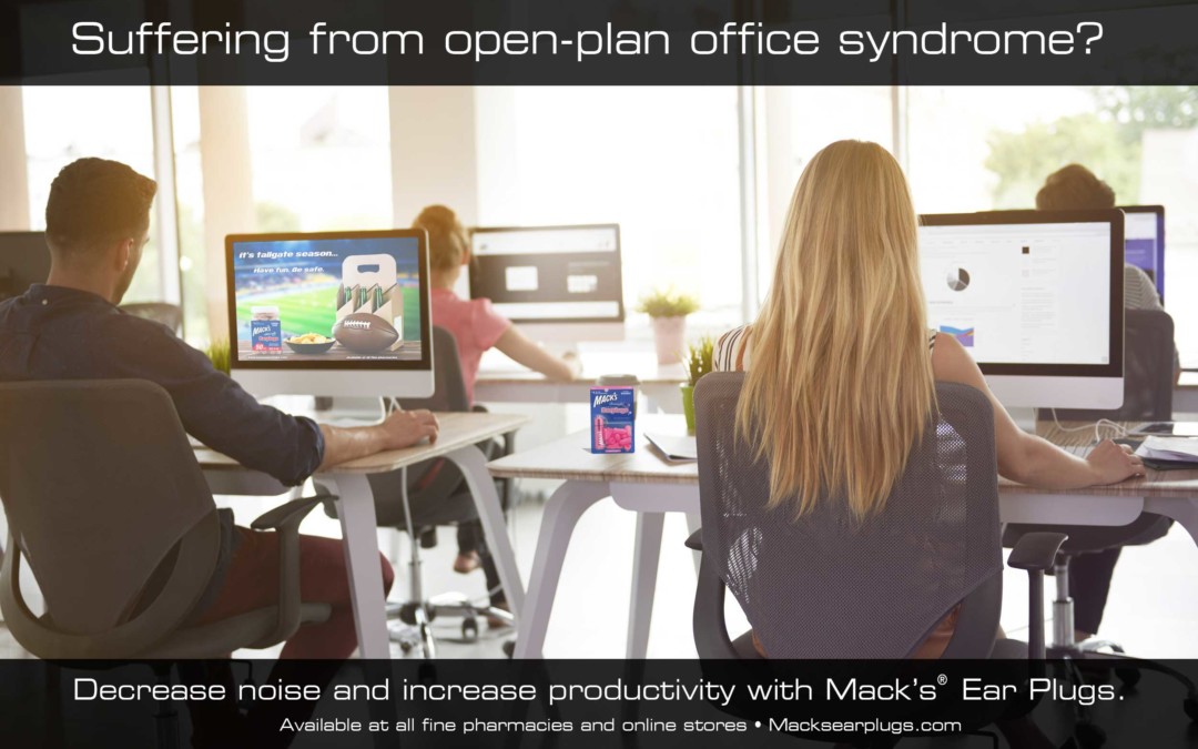 Suffering from open-plan office syndrome. Decrease noise and increase office productivity with Mack’s Ear Plugs.