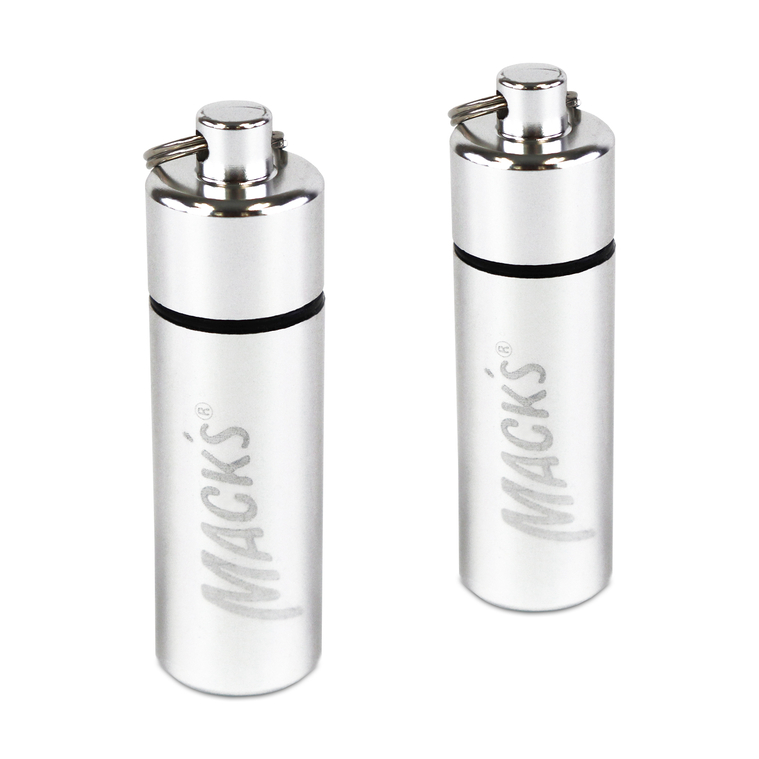 2 Silver Mack's Earplug Travel Cases