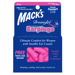 Mack's Dreamgirl Soft Foam Earplugs 10 pair. Free Travel Case included 