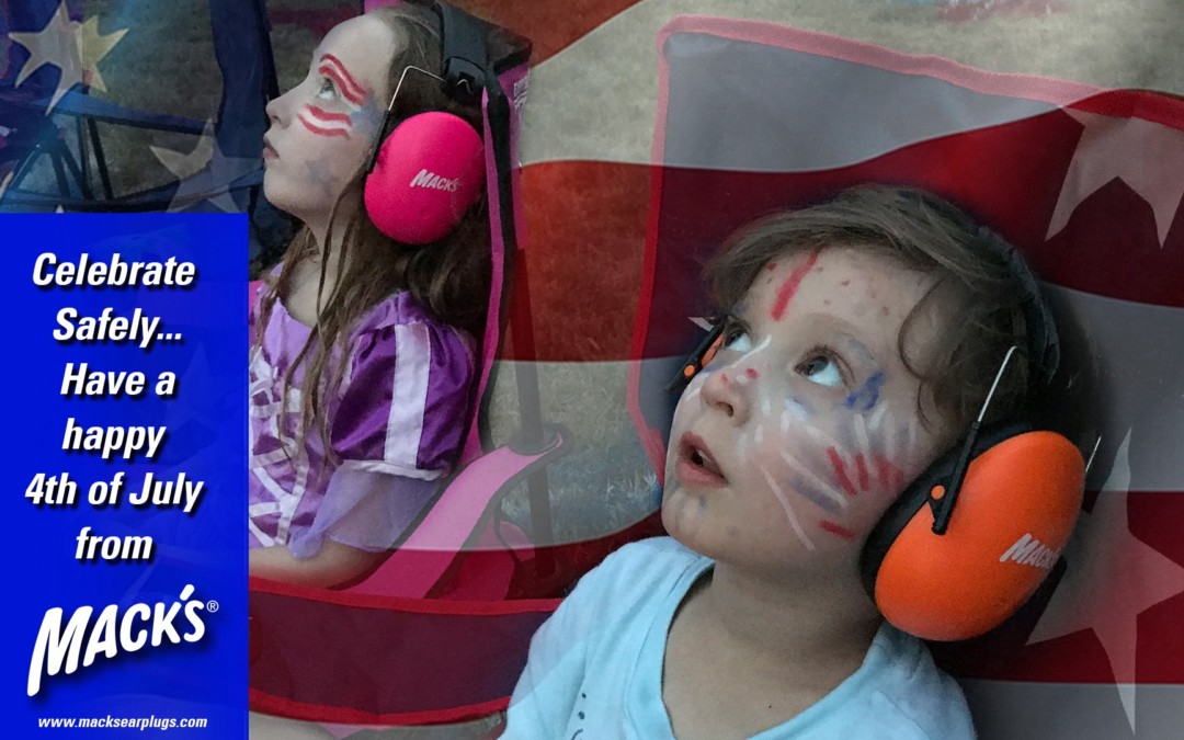 Children celebrating the 4th of July safely and protecting their hearing with Mack's Earmuffs