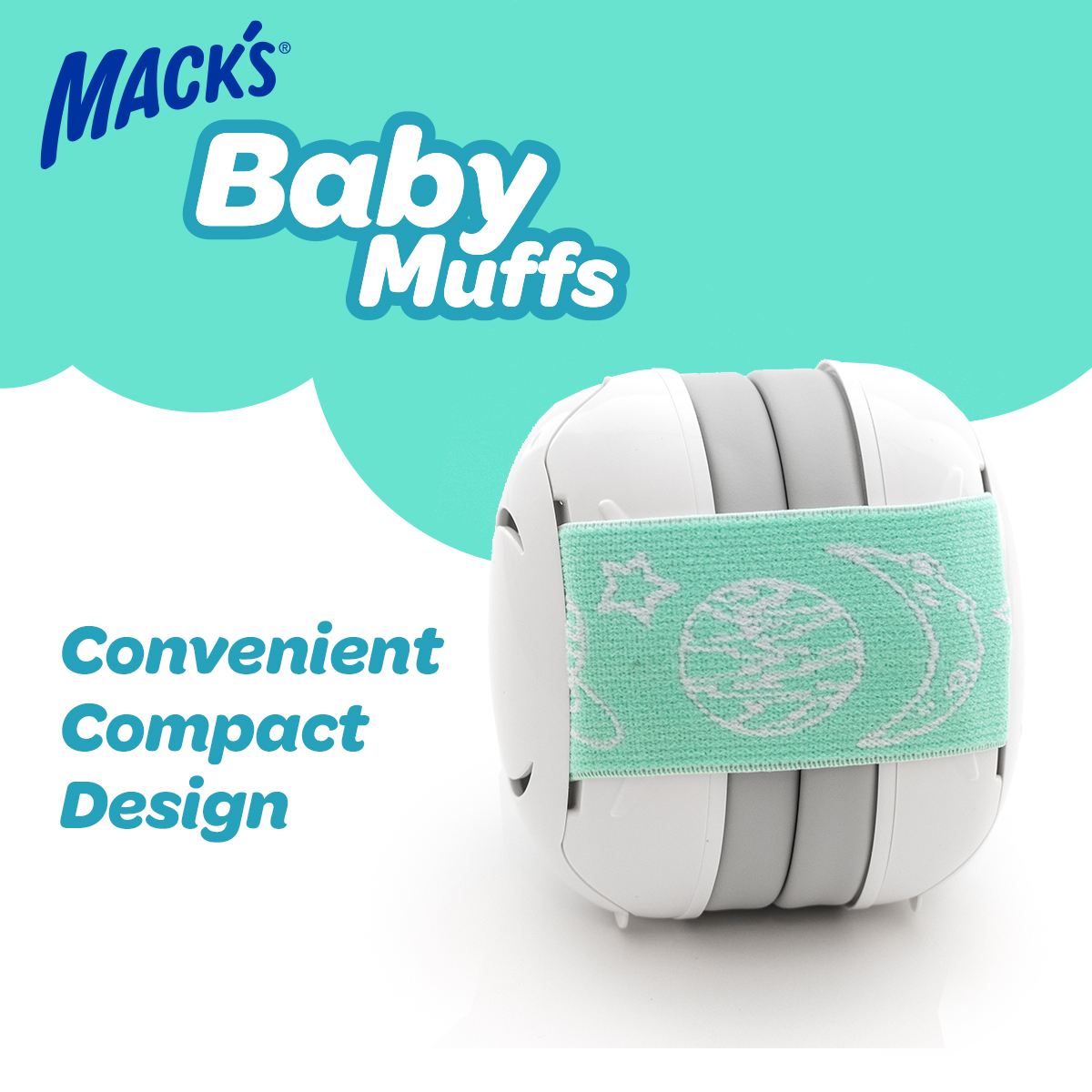 Mack's Baby Muffs: White and mint Earmuffs for infants