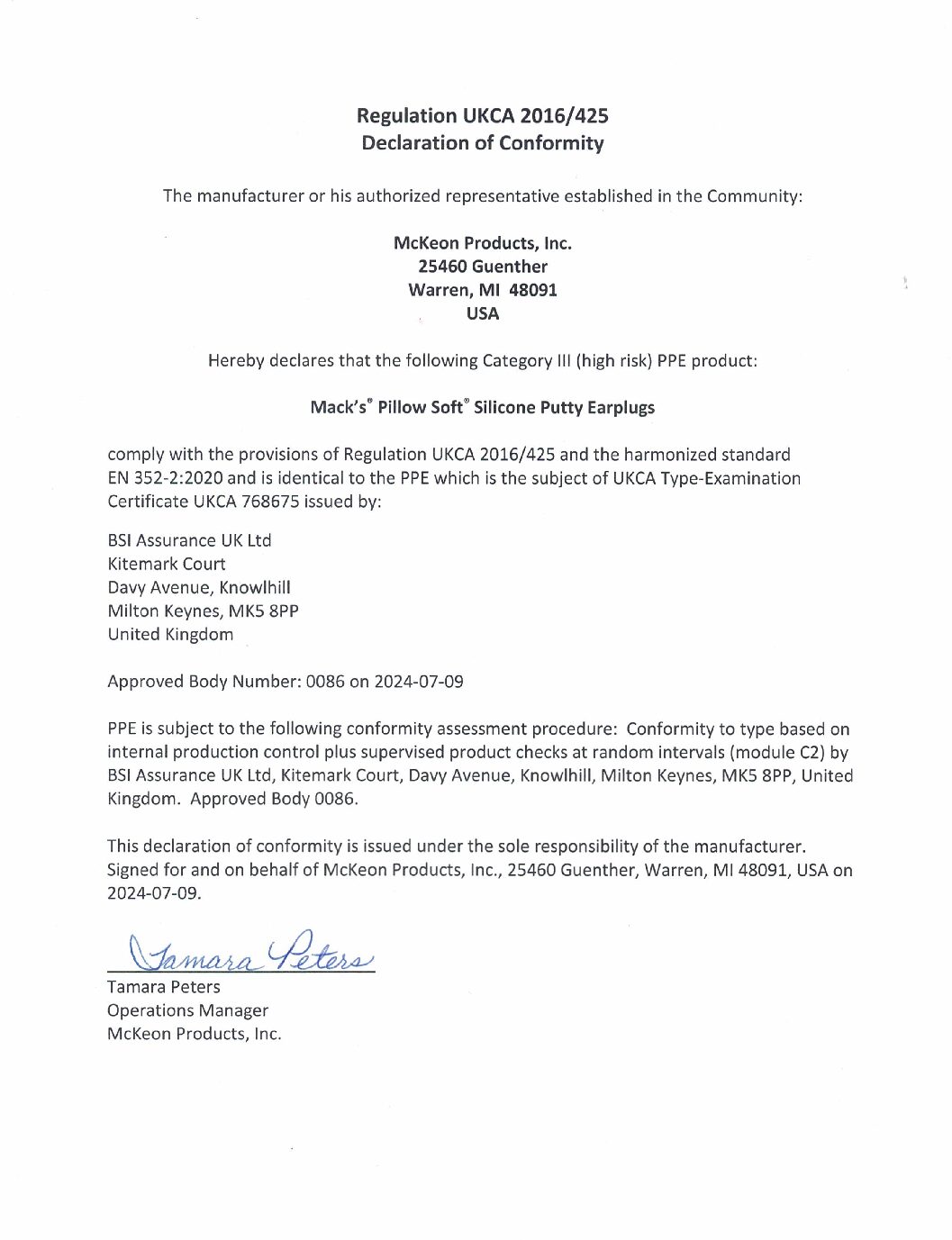 Ultra Cert Declaration of Conformity (6:20:22)
