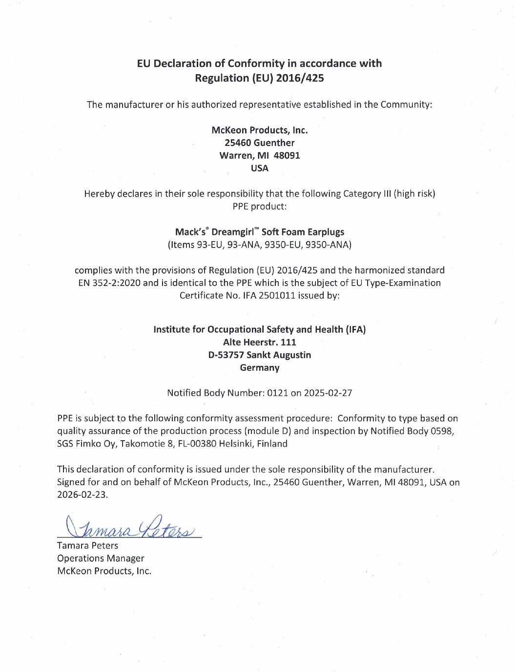 Ultra Cert Declaration of Conformity (6:20:22)