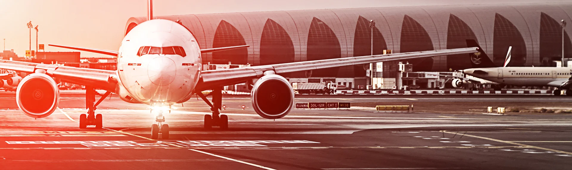 an airplane at an airport before take-off